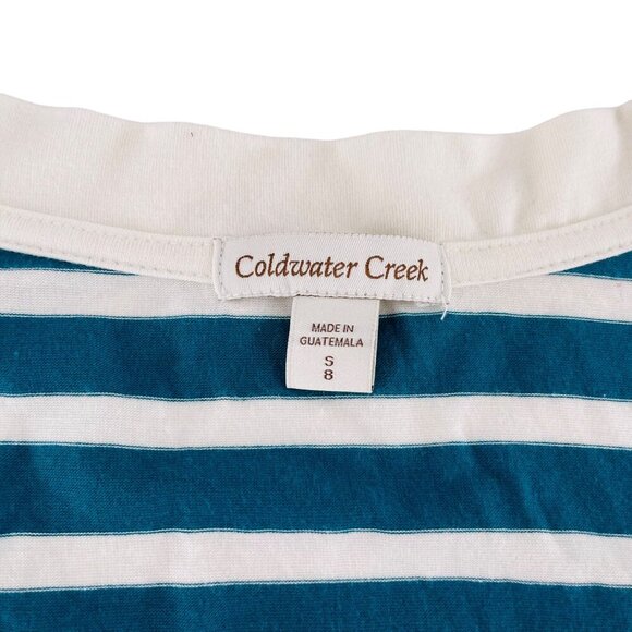 Coldwater Creek Womens Striped Cardigan Sweater Size S 8 Blue & White Cotton Ble - Picture 2 of 6